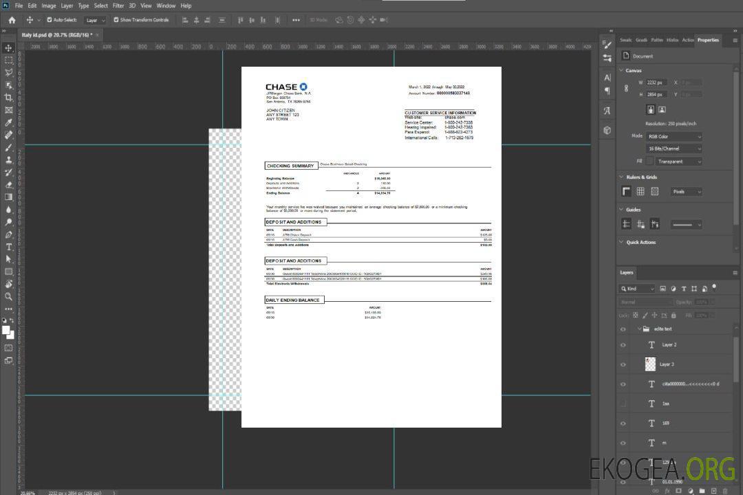 Modèle Word et PDF de relevé bancaire USA Chase, version 3 template Modèle Word et PDF de relevé bancaire USA Chase, version 3 template